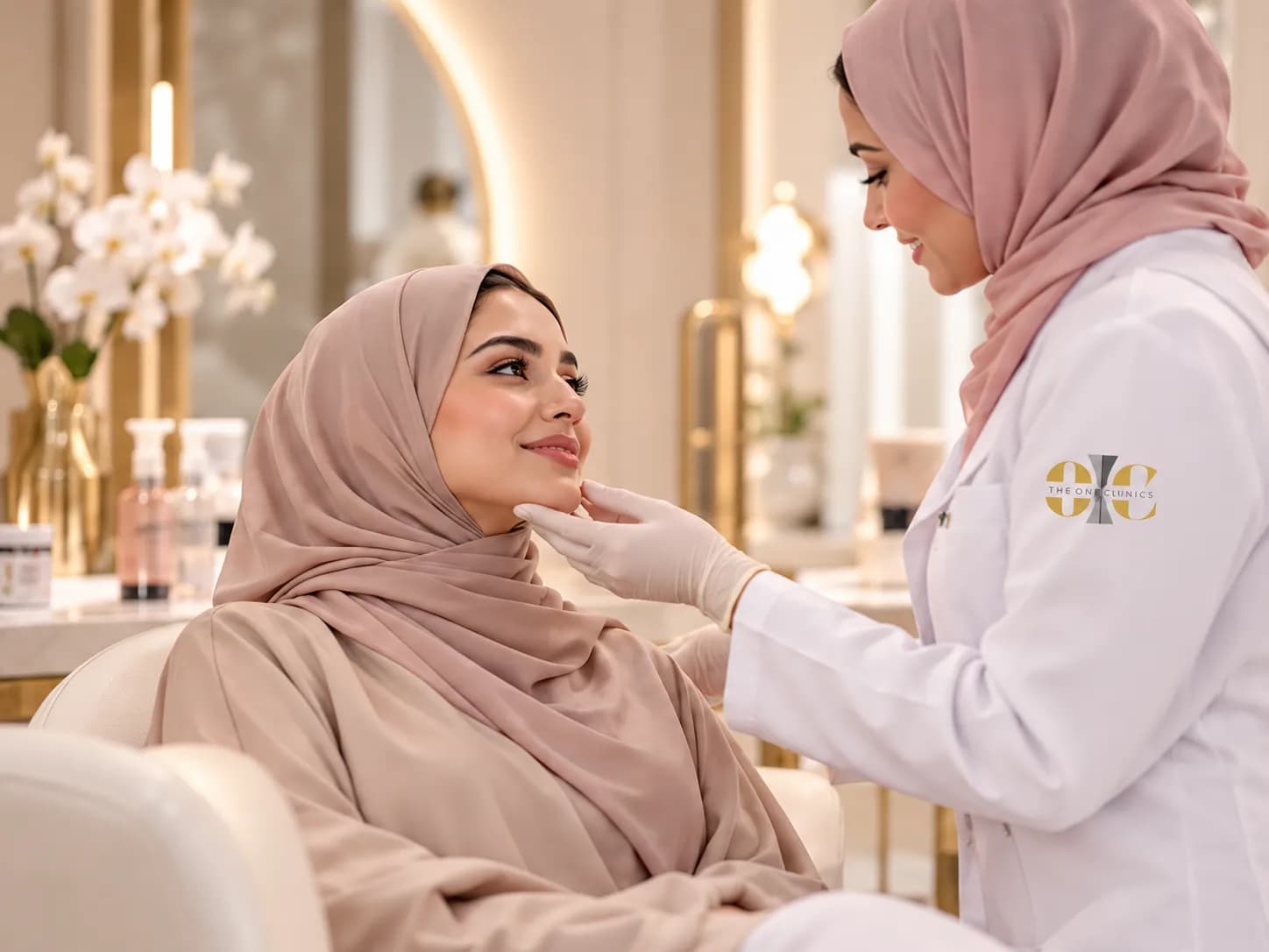 طبيبة تقدم الرعاية لمريضة في The One Clinics